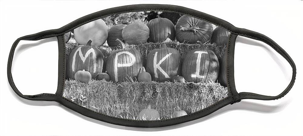 Pumpkins Face Mask featuring the photograph Pumpkins P U M P K I N S BW by James BO Insogna