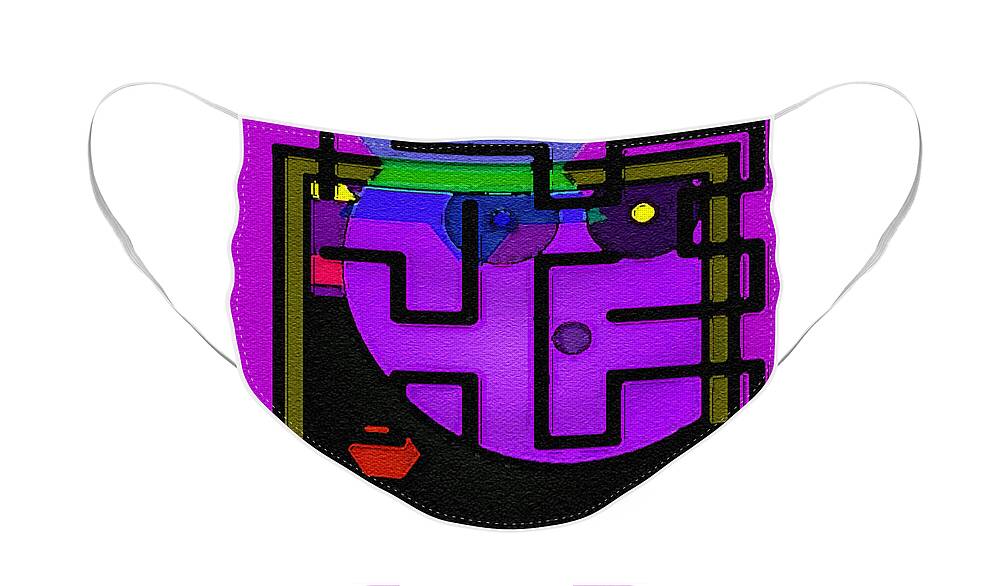 Ebsq Face Mask featuring the digital art Purple Face Maze by Dee Flouton