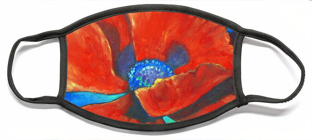 Red Face Mask featuring the painting Red Poppy by Audrey Peaty