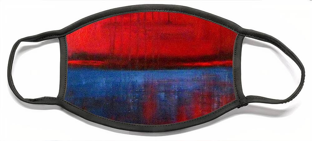Landscape Face Mask featuring the painting Red Reflection by Vesna Antic