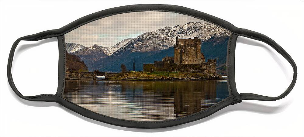 Reflection Face Mask featuring the photograph Reflection at Eilean Donan by Chris Boulton
