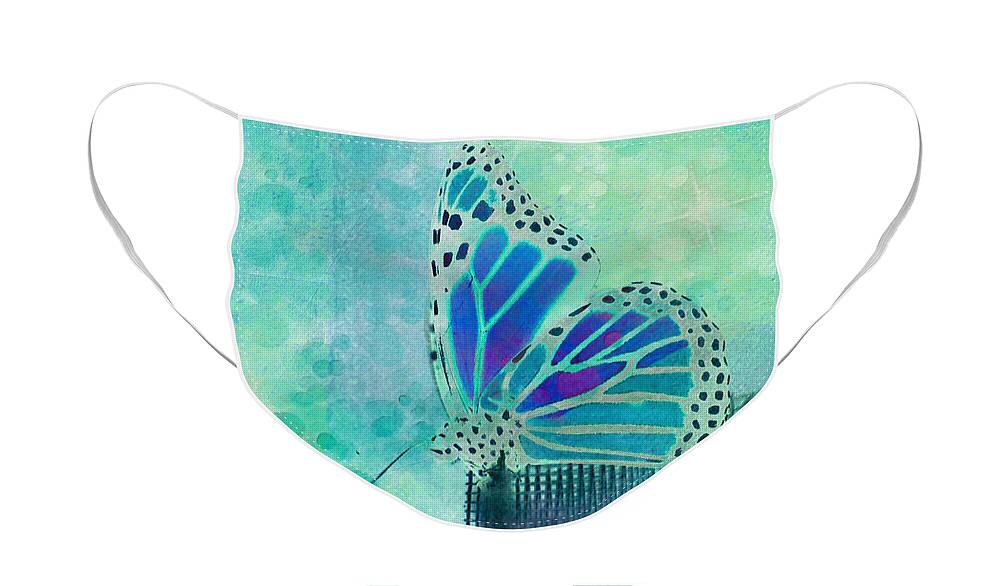 Butterfly Face Mask featuring the digital art Reve de Papillon - s02b by Variance Collections