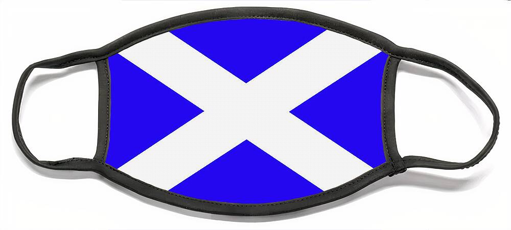Cross Face Mask featuring the digital art Scottish flag by Christopher Rowlands