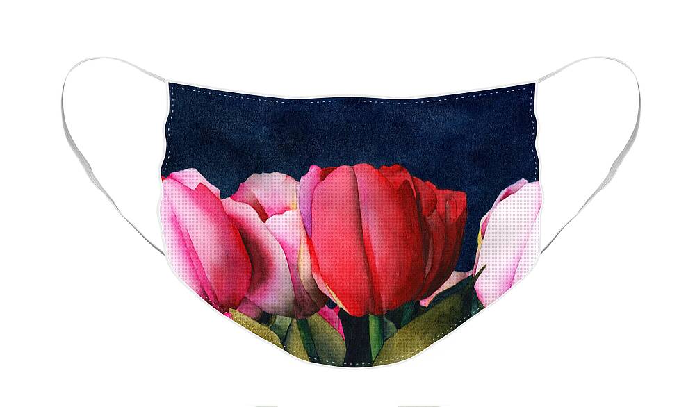 Sennelier Face Mask featuring the painting Sennelier Tulips by Ken Powers
