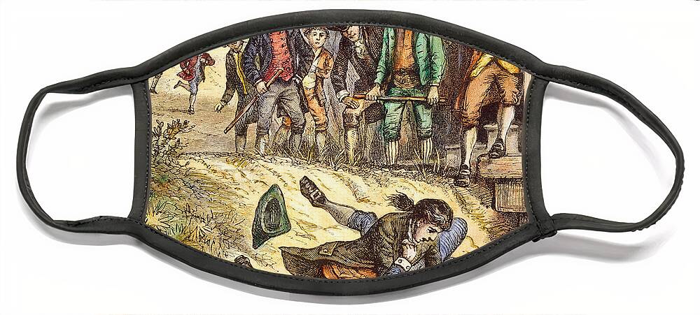 1786 Face Mask featuring the drawing Shays Rebellion, 1786 by Granger