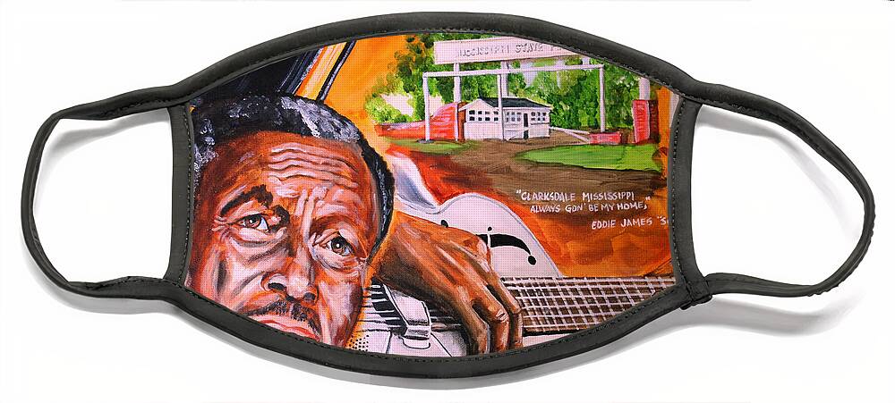 Son House Face Mask featuring the painting Son House by Karl Wagner