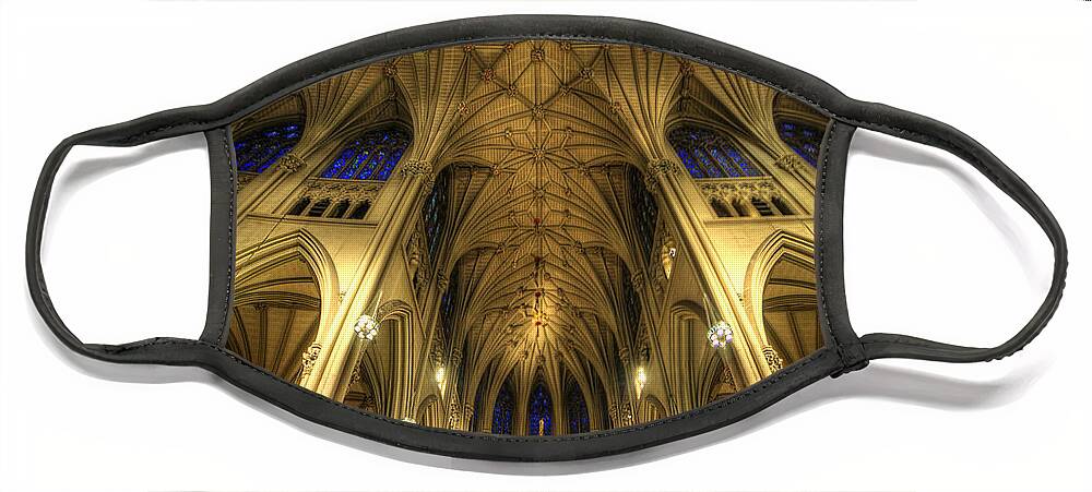 Art Face Mask featuring the photograph St Patrick's Cathedral - New York by Yhun Suarez