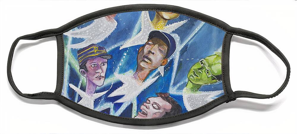 Music Bands Face Mask featuring the painting Star Bodied Face Melters by Patricia Arroyo
