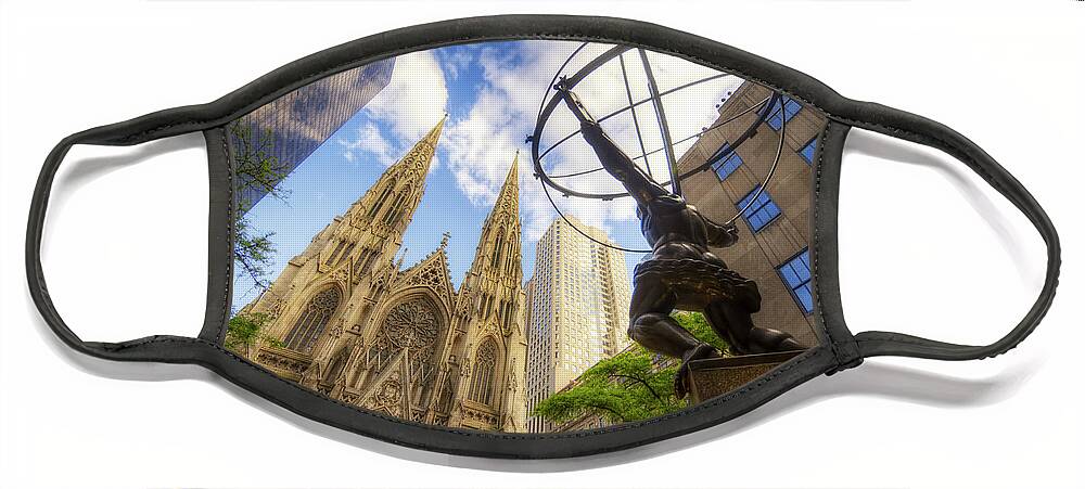 Art Face Mask featuring the photograph Statue And Spires by Yhun Suarez