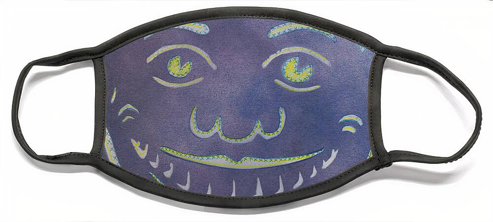 Tillie Of Asbury Park Face Mask featuring the painting Stitches Tillie by Patricia Arroyo