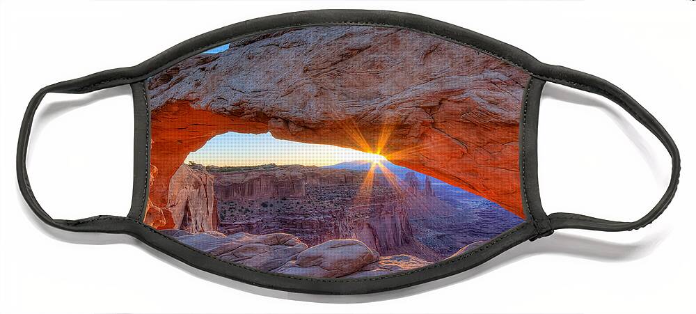 Arches National Park Face Mask featuring the photograph Sunrise at Mesa Arch by Sue Karski