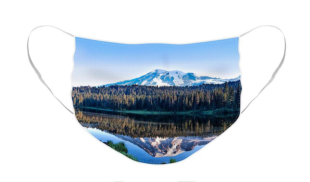 Sunrise Face Mask featuring the photograph Sunrise at Reflection Lake by Ronald Lutz