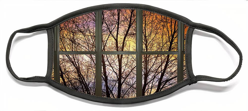 'window Canvas Wraps' Face Mask featuring the photograph Sunset Into the Night Bay Window View by James BO Insogna