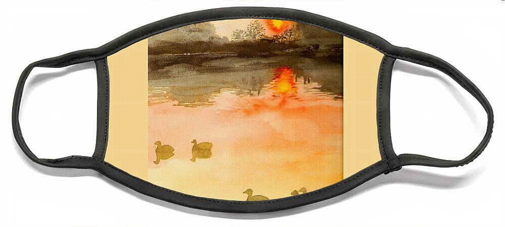 Sunset Face Mask featuring the painting Sunset Park by Deb Stroh-Larson