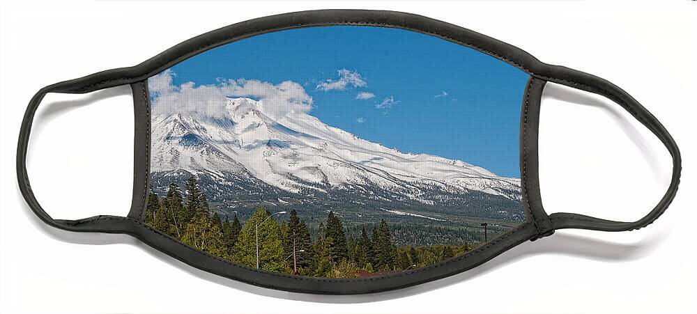 California Face Mask featuring the digital art The Heart of Mount Shasta by Carol Ailles