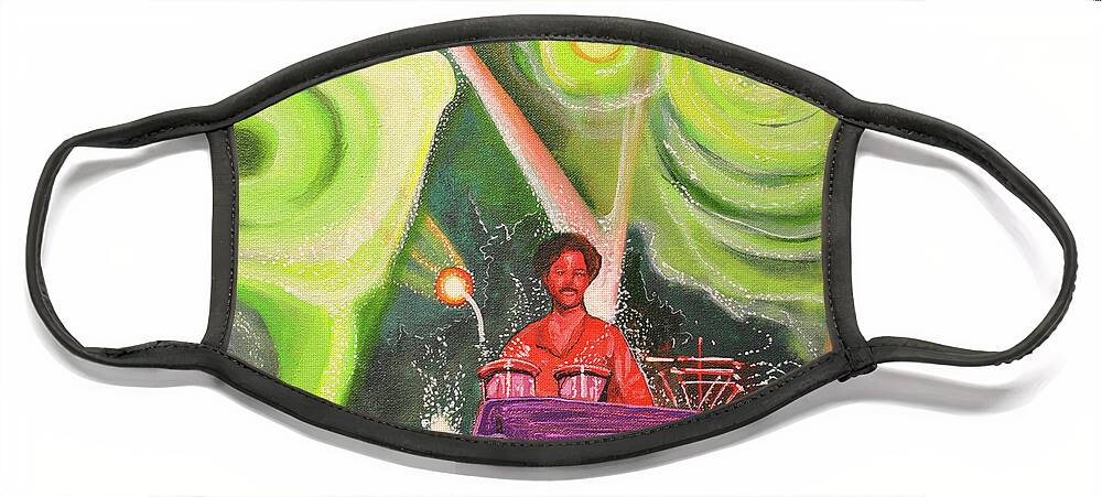 Umphrey's Mcgee Face Mask featuring the painting The Percussionist by Patricia Arroyo