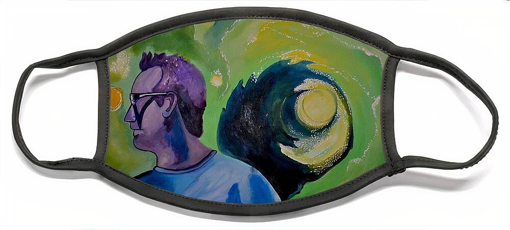 Music Face Mask featuring the painting The um Portal no two by Patricia Arroyo