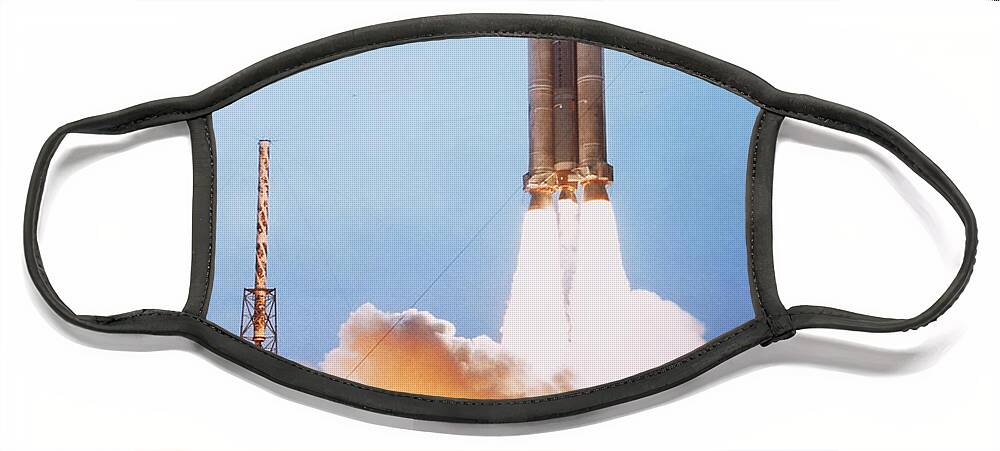 Transport Face Mask featuring the photograph Titan Iv Rocket by Science Source