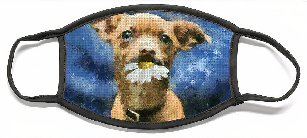 Dog Face Mask featuring the digital art Tuffy by Aimelle Ml