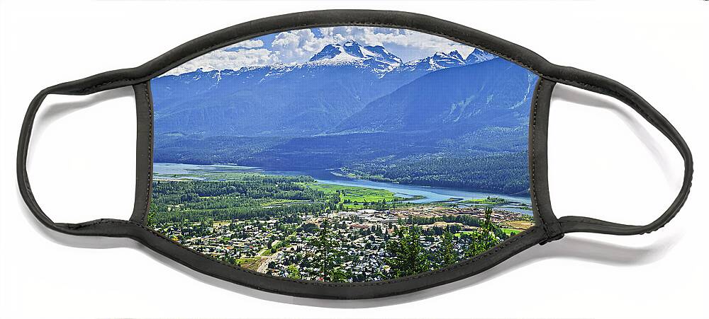 Revelstoke Face Mask featuring the photograph View of Revelstoke in British Columbia by Elena Elisseeva