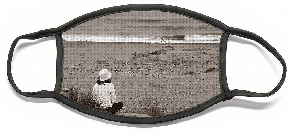 Water Face Mask featuring the photograph Watching The Ocean in Black and White by Henrik Lehnerer