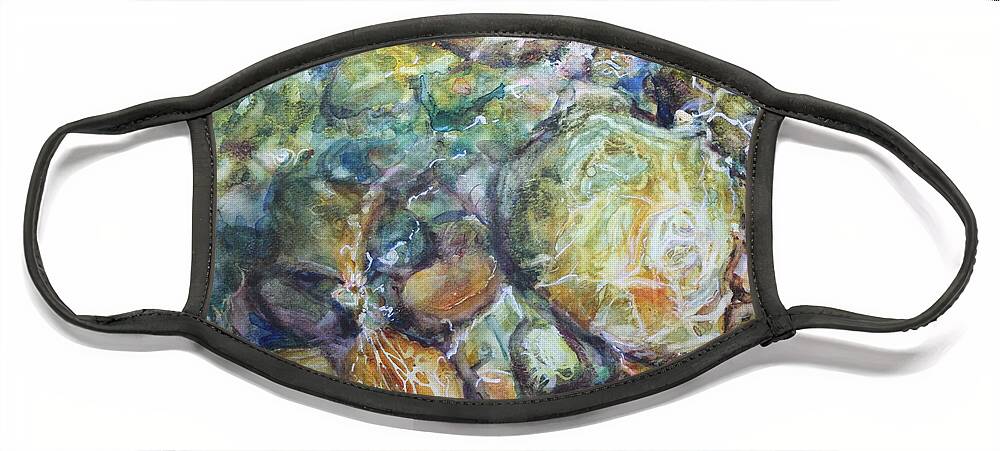 Rocks Face Mask featuring the painting Water Rocks by Madeleine Arnett