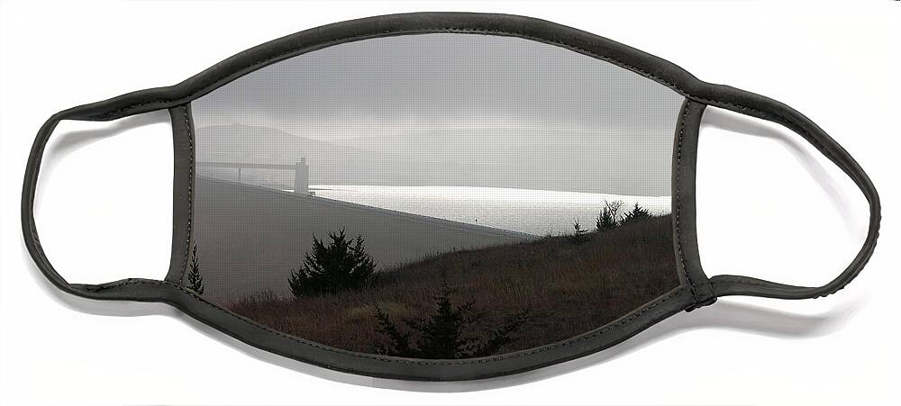 Kansas Face Mask featuring the photograph Wilson Lake in November fog by Keith Stokes