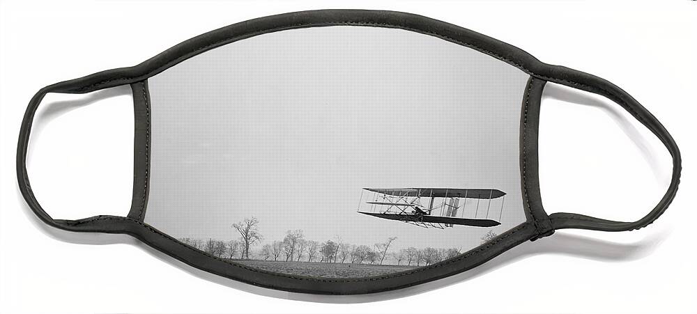 Historic Face Mask featuring the photograph Wilbur Wright Piloting Wright Flyer II by Science Source