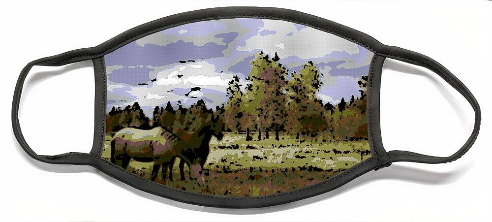 Wild Horses Face Mask featuring the photograph Wild Horses by George Pedro