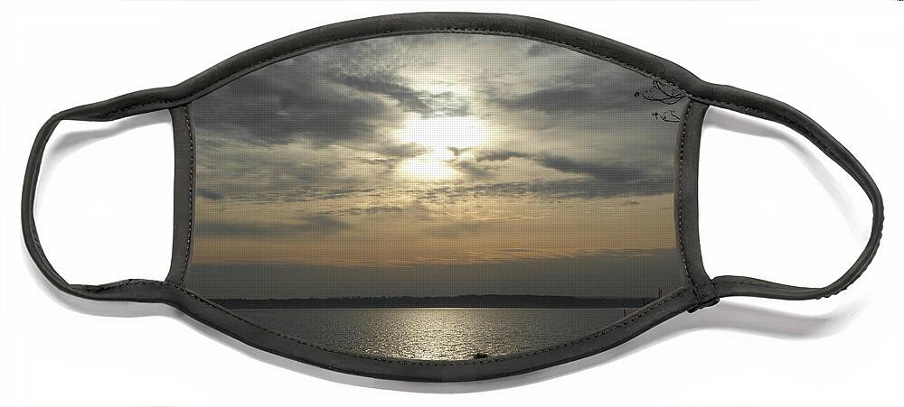 Winter Face Mask featuring the photograph winter sunset in Rhode Island by Kim Galluzzo