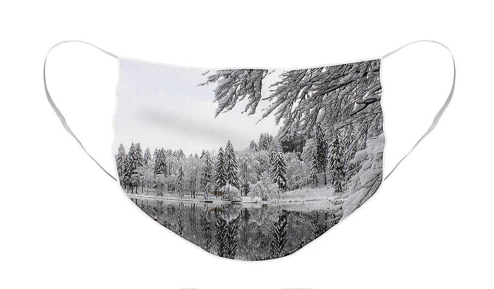 Reflections Face Mask featuring the photograph Wintery reflections by Ian Middleton