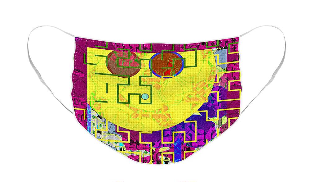 Ebsq Face Mask featuring the digital art Yellow Face Maze by Dee Flouton