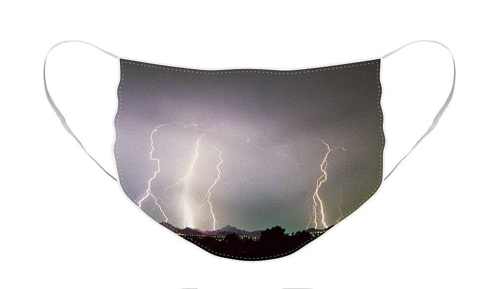 Arizona Face Mask featuring the photograph Lightning Thunderstorm View from Oaxaca Restaurant  by James BO Insogna