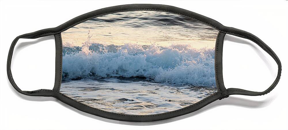 Coast Face Mask featuring the photograph Sea waves late in the evening by Michalakis Ppalis