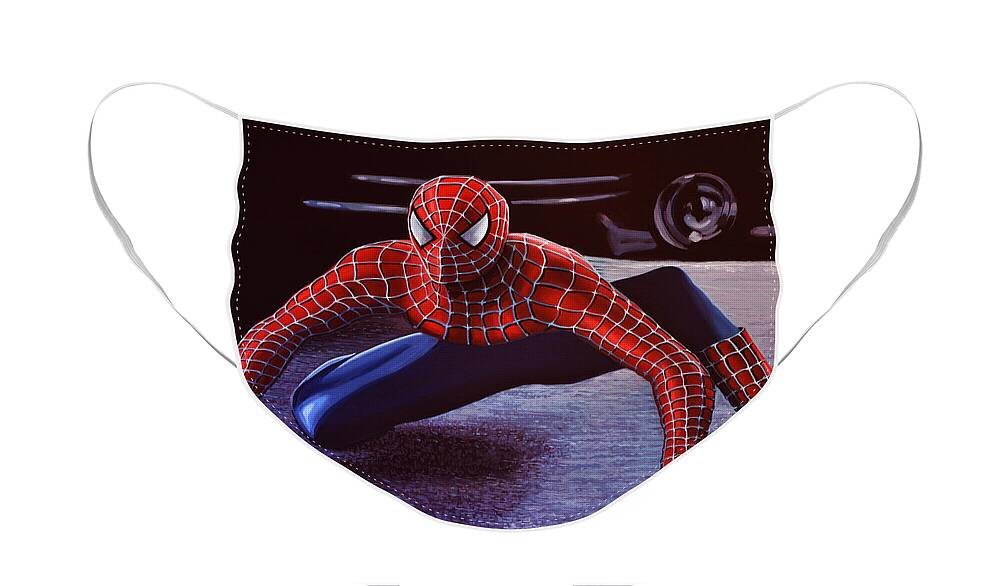 Spiderman Face Mask featuring the painting Spiderman 2 by Paul Meijering