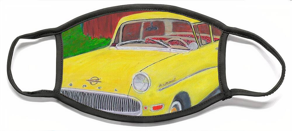 Automobiles Face Mask featuring the painting 1960 Opel Rekord by Cliff Wilson
