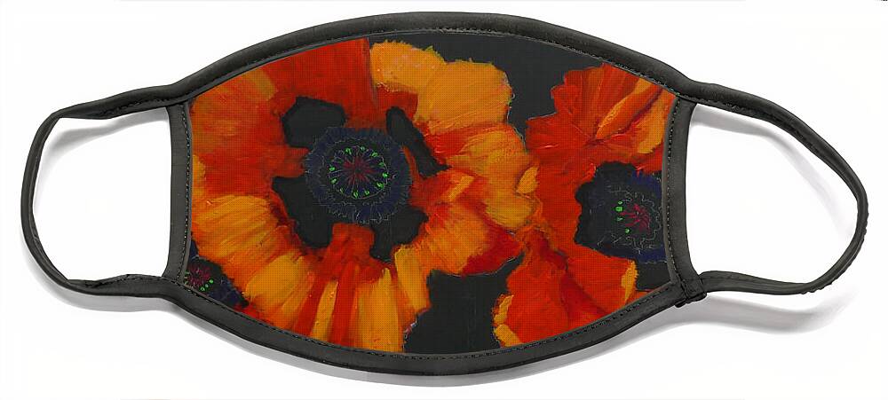 Flowers Face Mask featuring the painting 3 Poppies #1 by Richard Le Page