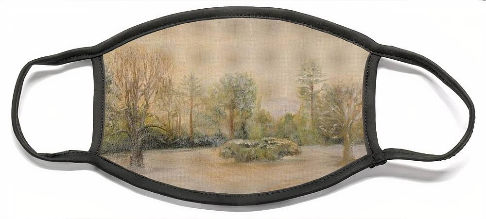 Landscape Face Mask featuring the painting A Snowy Morn at Dalhebity by Douglas Ann Slusher