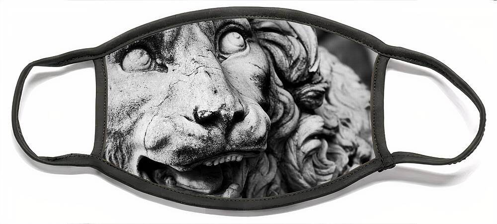Ancient Face Mask featuring the photograph Ancient sculpture of The Medici Lion. Florence, Italy #1 by Michal Bednarek
