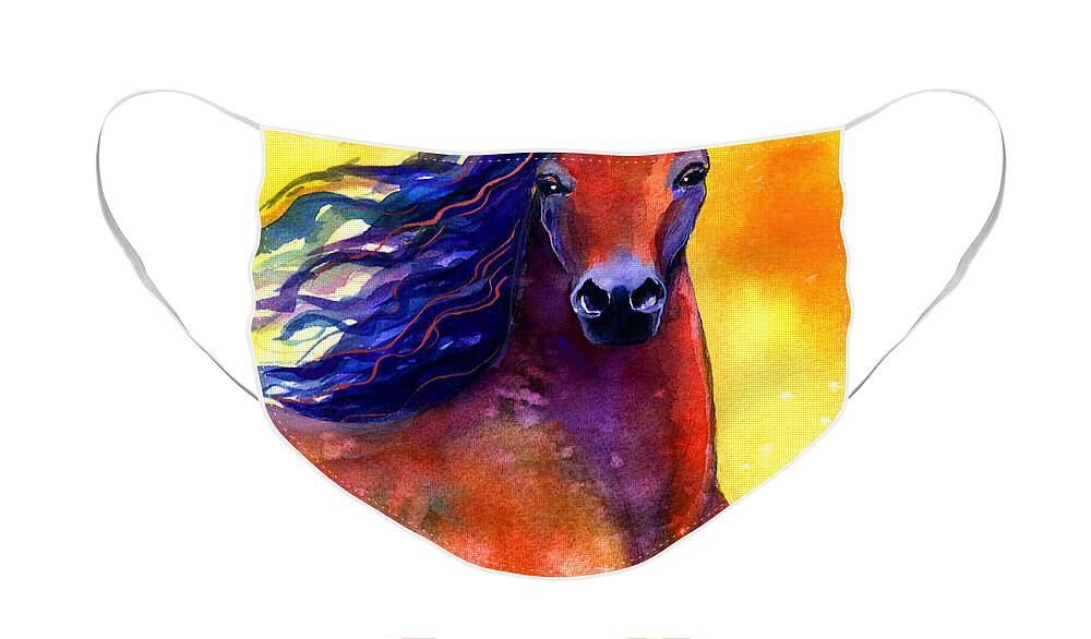 Horse Face Mask featuring the painting Arabian horse 1 painting #1 by Svetlana Novikova