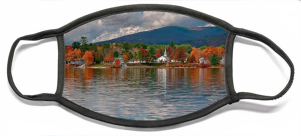 New England Face Mask featuring the photograph Autumn in Melvin Village by Brenda Jacobs