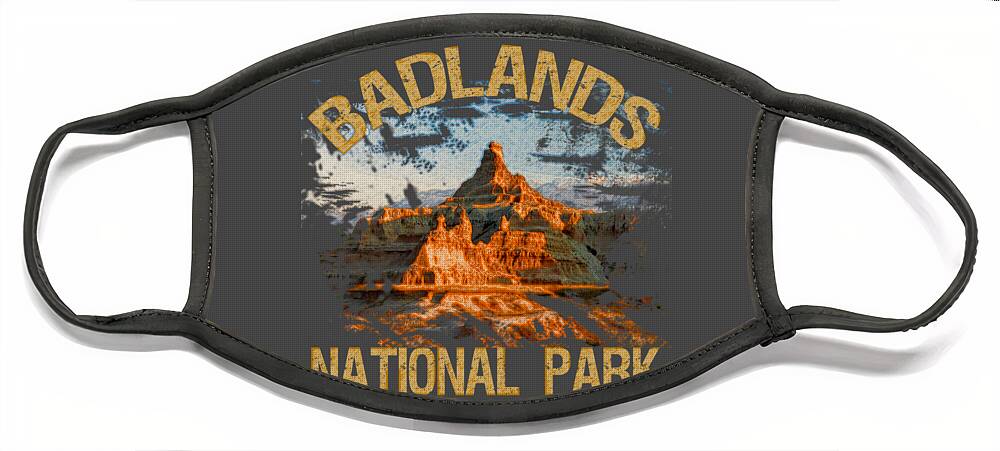 Badlands National Park Face Mask featuring the digital art Badlands National Park #1 by David G Paul