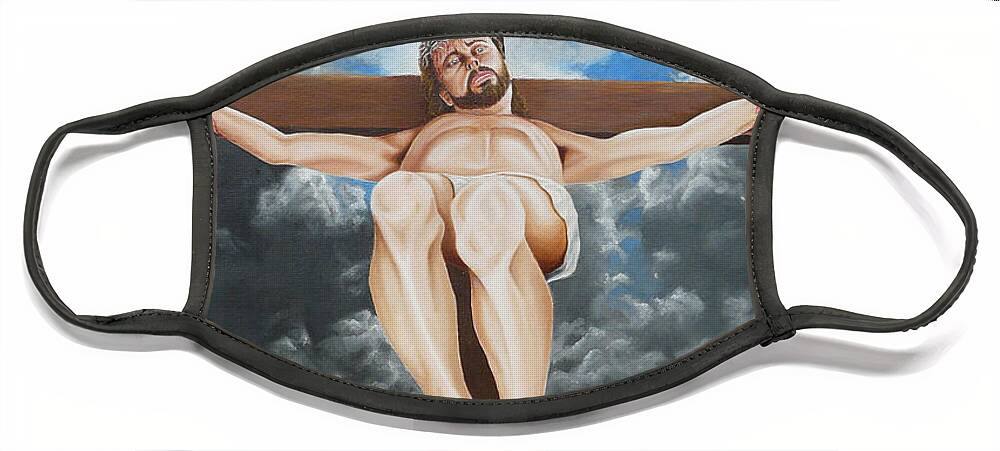 Christ Face Mask featuring the painting Behold Your Son by Vic Ritchey