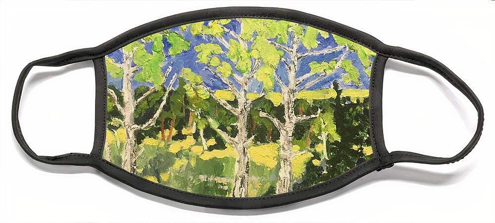 Plein Air Face Mask featuring the painting Birch #1 by Rodger Ellingson