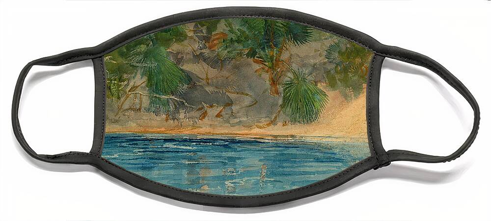 Winslow Homer Face Mask featuring the painting Blue Spring. Florida #2 by Winslow Homer