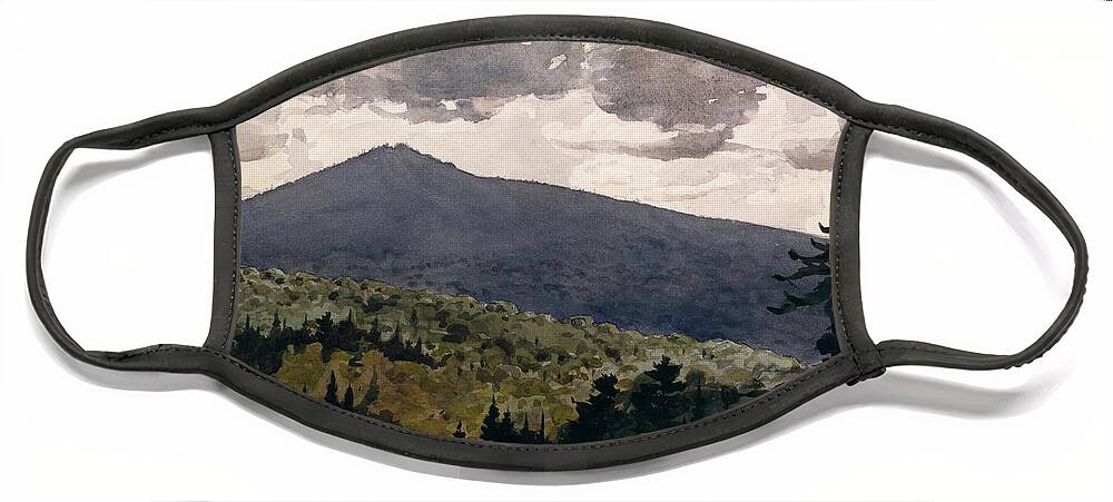 Winslow Homer Face Mask featuring the drawing Burnt Mountain by Winslow Homer