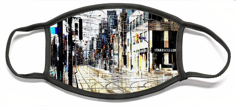 Toronto Face Mask featuring the digital art Crossing Spadina by Nicky Jameson