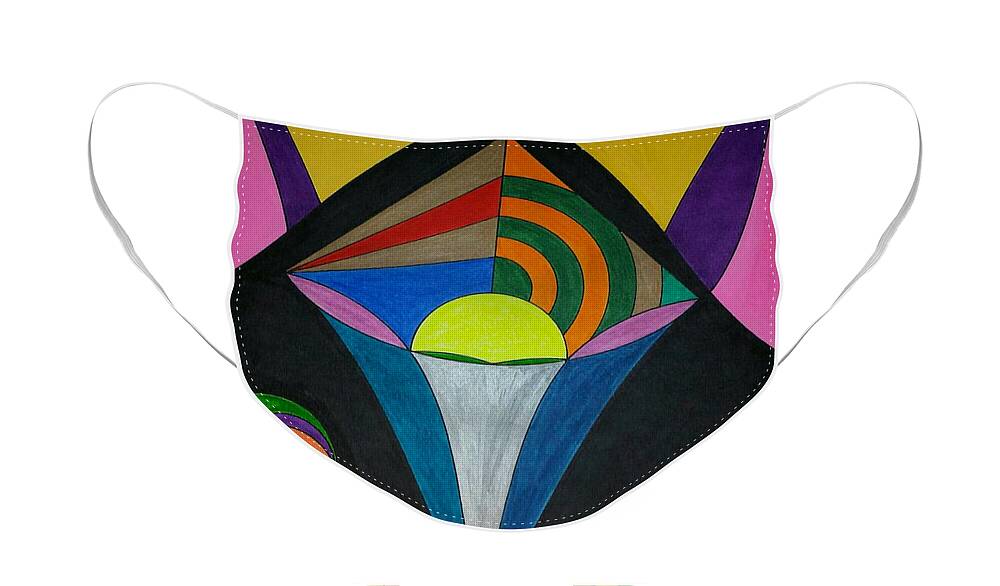 Geometric Art Face Mask featuring the painting Dream 313 by S S-ray