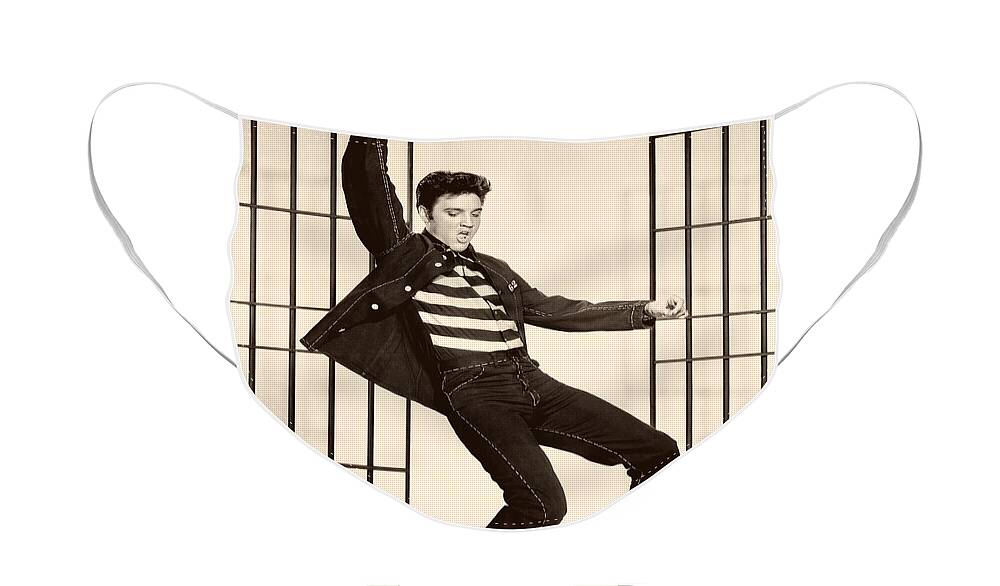 Publicity Photo Face Mask featuring the photograph Elvis Presley in Jailhouse Rock 1957 by Mountain Dreams