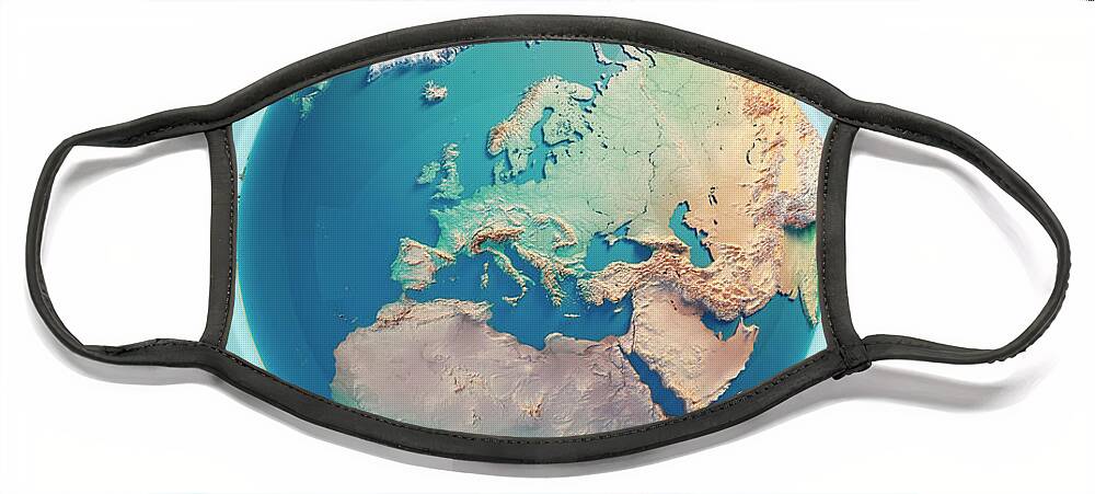 Europe Face Mask featuring the digital art Europe 3D Render Planet Earth #1 by Frank Ramspott
